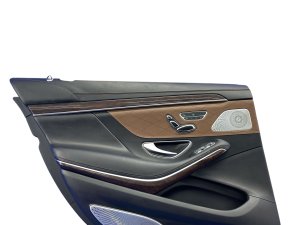 2014-2020 Mercedes-Benz S320 Brown Door Interior Trim Panel with Power Seat Switch Cutout - Rear, Left (Driver) (Used OEM)