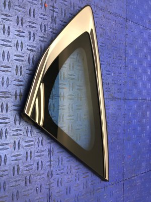 2021-2024 Genesis G80 Quarter Window Glass with Chrome Trim - Rear, Right (Passenger) (Used OEM)