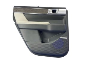 2024-2025 Hyundai Santa Fe Black Door Interior Trim Panel with Leather and Window Shade - Rear, Left (Driver) (Used OEM)