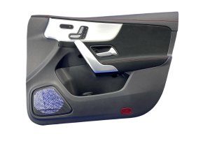 2020-2024 Mercedes-Benz CLA35 AMG Black Door Interior Trim Panel Leather with Suede and Red Stitching - Front, Right (Passenger) (Used OEM)
