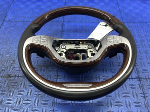 2014-2017 Mercedes-Benz S320 Black Heated Leather and Walnut Wood Steering Wheel (Used OEM)