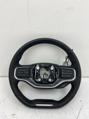 2022-2023 Jeep Wagoneer Black Heated Leather and Wood Steering Wheel with Audio and Cruise Controls (Used OEM)