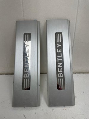 2017-2020 Bentley Bentayga Silver Aluminum Door Sill Kick Plate Trim Set - Rear (Used OEM)