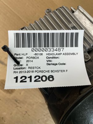 2013-2016 Porsche Boxster Adaptive Xenon Headlight Assembly - Front, Right (Passenger) (Used OEM)