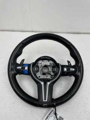 2014-2021 BMW M2 Black Leather Steering Wheel with Control Switches and Paddle Shifters - Front (Used OEM)