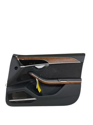 2019-2021 Audi A8 Black Door Interior Trim Panel with Genuine Wood - Rear, Right (Passenger) (Used OEM)