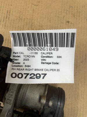 2025 Toyota Crown Signia Disc Brake Caliper with Actuator - Rear, Right (Passenger) (Used OEM)