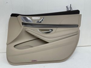 2014-2017 Mercedes-Benz S320 Beige Door Interior Trim Panel with Premium Audio Heated Cooled and Massage Seat Controls - Front, Right (Passenger) (Used OEM)