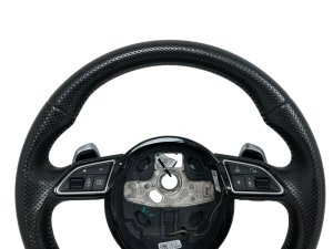 2013-2018 Audi S7 Black Heated Tiptronic Steering Wheel with Paddle Shifters (Used OEM)