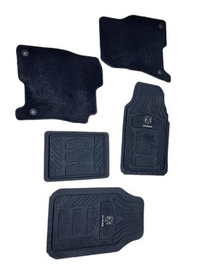 2019-2024 Ram 1500 Black Front and Rear Carpet and Rubber Floor Mat Set (Used OEM)