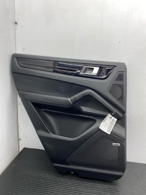 2019-2023 Porsche Cayenne Black Door Interior Trim Panel without Roll Up Blind - Rear, Left (Driver) (Used OEM)