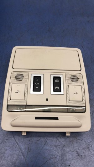 2017 Jaguar F-Pace Tan Overhead Console with Panoramic Sunroof Switch and Dome Light (Used OEM)