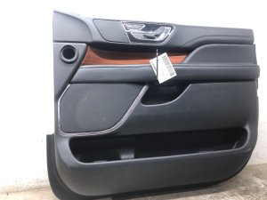 2018-2020 Lincoln Navigator Ebony (Black) Door Interior Trim Panel with Wood Trim - Front, Right (Passenger) (Used OEM)