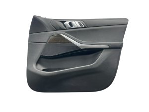 2019-2023 BMW X5 Black Door Interior Trim Panel with Wood Trim - Front, Right (Passenger) (Used OEM)