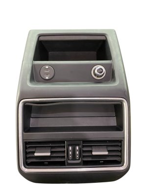 2019-2023 Porsche Cayenne Black Center Console Rear Tunnel Trim with Air Vents and USB Ports - Front (Used OEM)