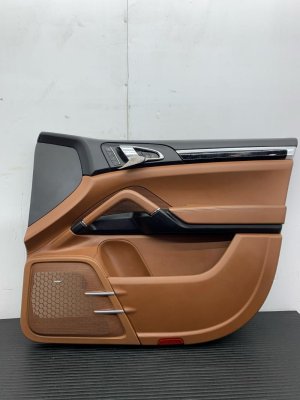 2015-2018 Porsche Cayenne Brown Door Interior Trim Panel with Bose Audio - Front, Right (Passenger) (Used OEM)