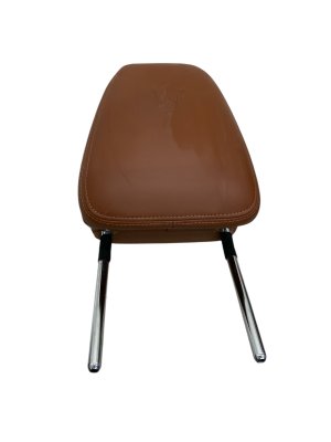 2017-2022 Maserati Quattroporte Tan Seat Leather Headrest with Embossed Trident Crest - Front, Left (Driver) (Used OEM)