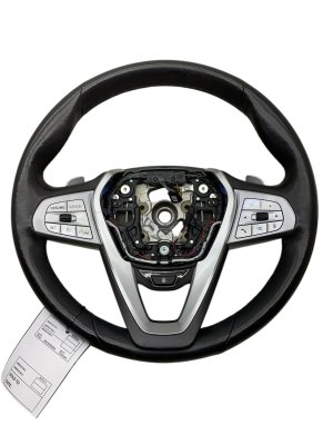 2020-2023 BMW X6 Black Leather Steering Wheel with Paddle Shifters and Switches - Front (Used OEM)