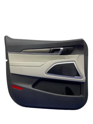 2020-2022 Kia Telluride Gray Door Interior Trim Panel with Wood Trim - Front, Left (Driver) (Used OEM)