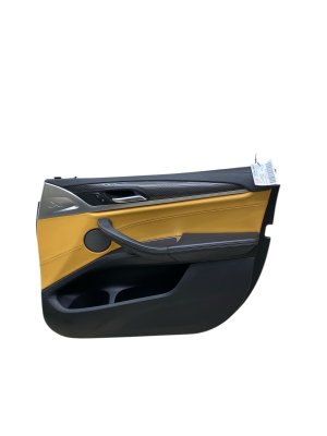 2020-2024 BMW X3 Beige Door Interior Trim Panel with Carbon Fiber Trim - Front, Right (Passenger) (Used OEM)