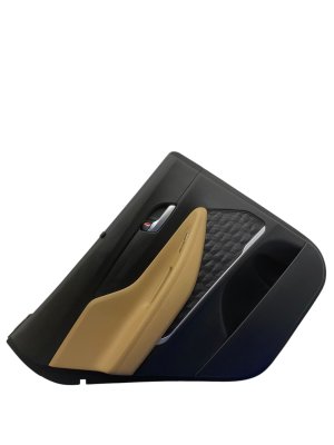 2021-2023 Hyundai Santa Fe Beige Door Interior Trim Panel with Sunshade and Heated Seat Switch - Rear, Left (Driver) (Used OEM)