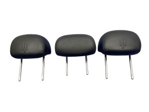 2017-2024 Maserati Levante Black Leather Headrest Set with Crest - Rear, Right (Passenger) (Used OEM)