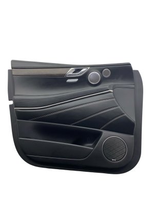 2021-2024 Genesis GV80 Black Door Interior Trim Panel with Wood Grain and Lexicon Audio - Front, Left (Driver) (Used OEM)