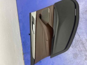 2017-2023 BMW 530i Brown Door Interior Trim Panel with Sunshade - Rear, Left (Driver) (Used OEM)