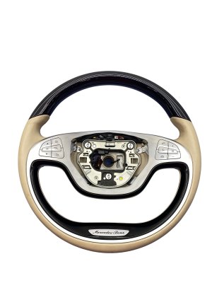 2014-2017 Mercedes-Benz S320 Beige Heated Steering Wheel Assembly with Piano Black Trim and Lane Assist (Used OEM)