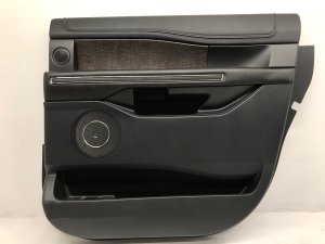 2018-2021 Lincoln Navigator Ebony (Black) Door Interior Trim Panel with Wood Trim and Speaker Grille - Rear, Right (Passenger) (Used OEM)