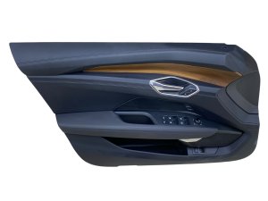2022-2024 Audi e-tron GT Black Door Interior Trim Panel with Wood Grain Molding - Front, Left (Driver) (Used OEM)
