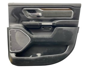 2019-2024 Ram 1500 Black Door Interior Trim Panel with Wood Grain Trim - Rear, Right (Passenger) (Used OEM)