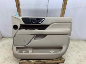 2018-2019 Lincoln Navigator Tan Door Interior Trim Panel with 10-Way Seat Adjustment - Front, Right (Passenger) (Used OEM)