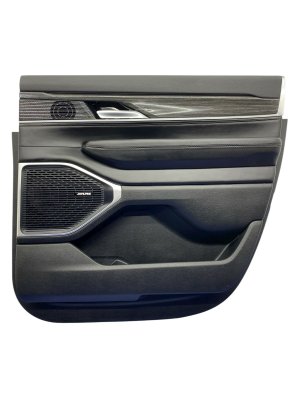 2022-2025 Jeep Wagoneer Black Door Interior Trim Panel with Leather and Courtesy Lamp - Rear, Right (Passenger) (Used OEM)
