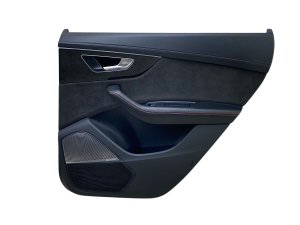 2019-2025 Audi Q8 Black w/ Red Stitching Door Interior Trim Panel with Window Blind - Rear, Right (Passenger) (Used OEM)