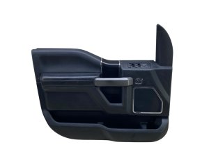 2018-2020 Ford F-150 Ebony (Black) Door Interior Trim Panel with Power Windows - Front, Left (Driver) (Used OEM)