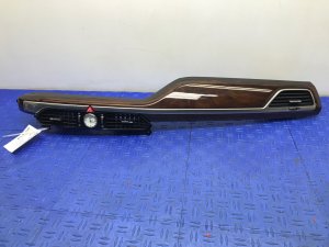 2017-2019 Genesis G90 Center Dash Air Vent and Analog Clock Assembly with Wood Grain Trim - Front (Used OEM)