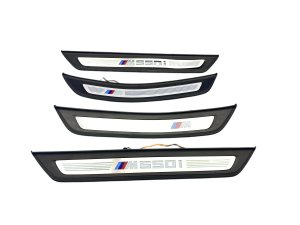 2017-2023 BMW 528i Black Illuminated Door Sill Trim Panel Set - Front (Used OEM)