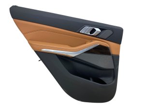 2019-2023 BMW X5 Black w/ Brown Door Interior Trim Panel without Sunshade - Rear, Left (Driver) (Used OEM)