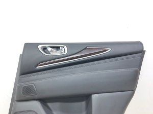 2016-2020 INFINITI QX60 Black Door Interior Trim Panel with Wood Trim - Rear, Right (Passenger) (Used OEM)