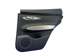2022-2025 Genesis GV70 Black Door Interior Trim Panel with Leatherette and Aluminum Trim - Rear, Right (Passenger) (Used OEM)