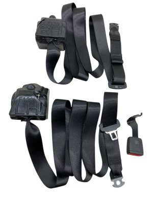 2017-2024 Maserati Levante Black Seat Belt Assembly with Buckle Set - Rear, Left (Driver) (Used OEM)