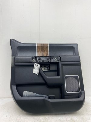 2019-2020 Ford F-150 Black Door Interior Trim Panel with Wood Grain - Rear, Left (Driver) (Used OEM)