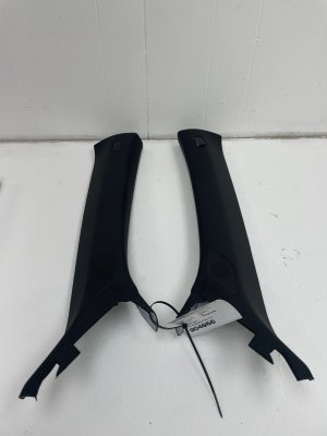 2015-2020 Audi S3 Black w/ Crescendo Red Stitching Windshield A-Pillar Trim Panel Cover Set - Front (Used OEM)