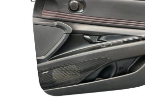 2021-2025 Hyundai Elantra Black w/ Red Stitching Door Interior Trim Panel - Front, Right (Passenger) (Used OEM)