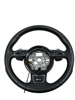 2012-2018 Audi A6 Black Heated Leather Steering Wheel with Paddle Shifters (Used OEM)