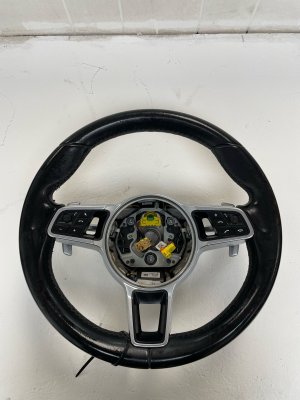2018-2021 Porsche Cayenne Black Leather Steering Wheel Assembly with Controls (Used OEM)