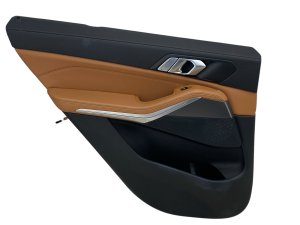 2019-2023 BMW X5 Tan Door Interior Trim Panel without Sunshade - Rear, Left (Driver) (Used OEM)