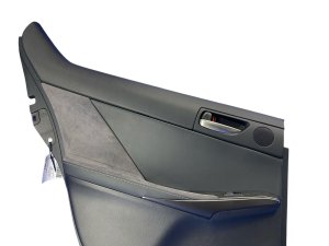 2022-2025 Lexus IS300 Black Door Interior Trim Panel with Suede and Woodgrain - Rear, Left (Driver) (Used OEM)