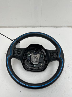 2014-2021 BMW i3 Black Leather Steering Wheel Assembly with Controls (Used OEM)